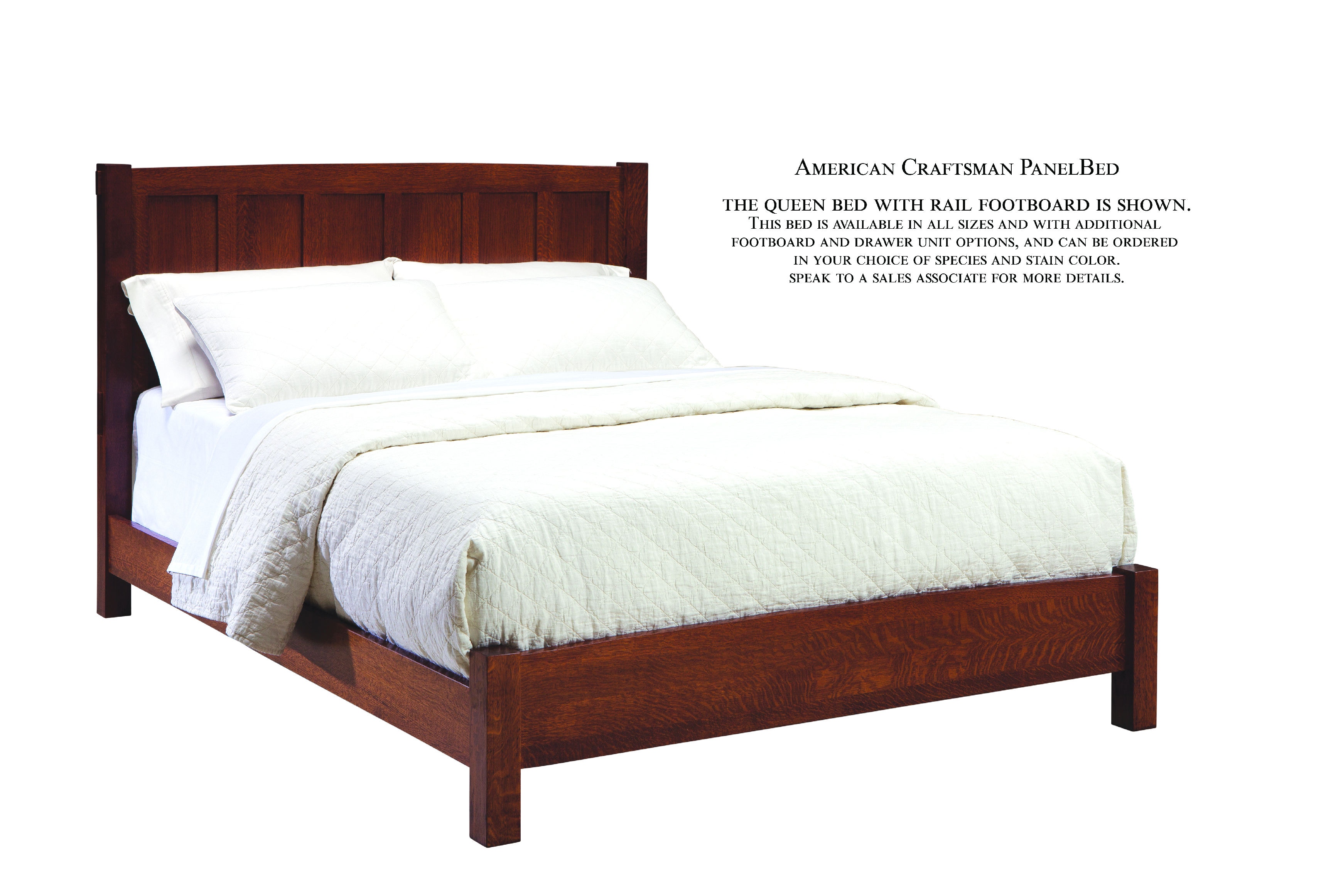 MAVIN Bedroom American Craftsman Panel Bed with Rails Love's Bedding